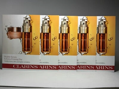 5x CLARINS Double Serum & Extra Firming Day Cream Trial Travel SAMPLE CARD - Image 1 of 4