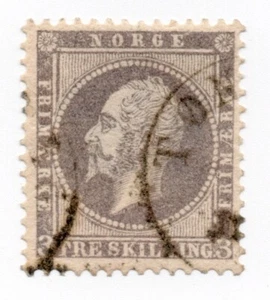 1856 - Norvegia - 3 sk. grigio usato - Foto 1 di 1