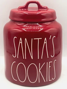Rae Dunn "Santa's Cookies" rot Keramik Weihnachten Keksdose Dose mit Deckel - Bild 1 von 9