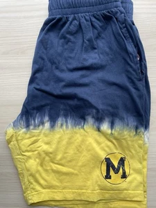Men's Mitchell & Ness Navy/Gold Michigan Wolverines Tie-Dye Shorts - Picture 1 of 5