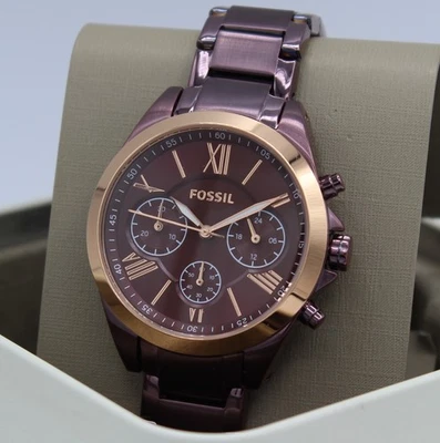 RELOJ BQ3281 NUEVO AUTÉNTICO FÓSIL MODERNO MENSAJERO MEDIANO CRONO PÚRPURA PARA MUJER Foto 1 de 4