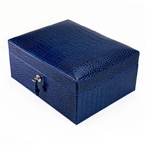 The " Airflow" cigar humidor -Indigo Croco Pattern 30 / 40 ct USA - Picture 1 of 4