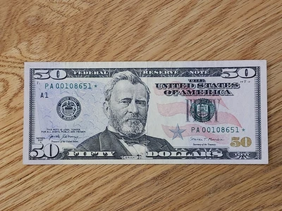 2017 A $50 "STAR NOTE BOSTON DISTRICT PA00108651* RUN #1 640K - Image 1 of 4