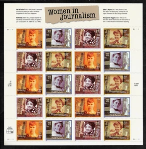 WOMEN IN JOURNALISM US #3665-3668 NELLIE BLY IDA TARBELL MNH XF 37c STAMP SHEET - Picture 1 of 2