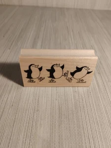 Great Impressions Penguins Skating Rubber Stamp 3 Inch  - Picture 1 of 5