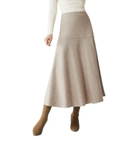 OGL Cashsoft Wool Like Flared Maxi Heather Oatmeal Beige Damen Größe M - Bild 1 von 12