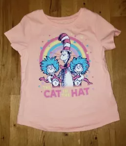 Girls Dr Seuss Cat in the Hat Rainbow Graphic T-Shirt Tee 2T-8 NEW - Picture 1 of 2