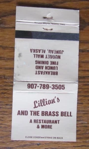 JUNEAU, ALASKA MATCHBOOK COVER: LILLIAN'S & THE BRASS RAIL EMPTY MATCHCOVER -A - Picture 1 of 1