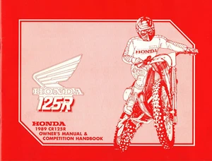 Manual del propietario y manual de competencia Honda 1989 CR125/CR125R genuino nuevo de stock - Imagen 1 de 2