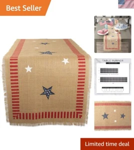 Table Runner Jute 14x108 Patriotic Perfect for 4th of July Dining Decor - Picture 1 of 9
