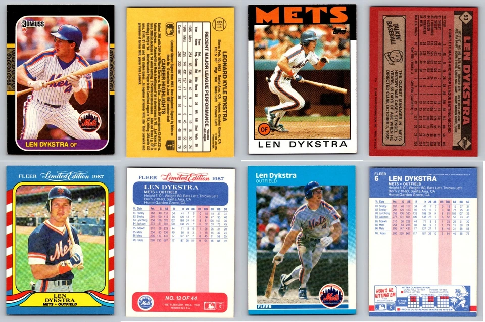 Лот из 4 карт Ленни Дикстра - New York Mets Philadelphia Phillies дебютант RC - Изображение 1 из 1