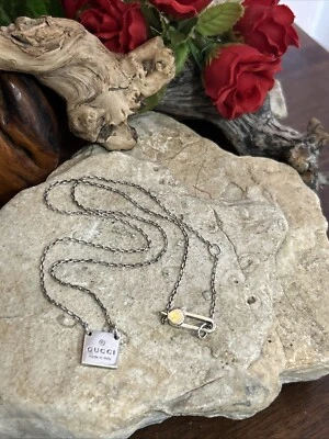 26. Collar de barra cuadrada de plata esterlina 925 con logotipo de marca GUCCI 18"+1" Foto 1 de 4