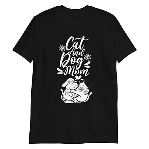 Cat And Dog Mom T-Shirt Cat And Dog Mommy Shirt Mother Cats Dogs Lover - Picture 1 of 6