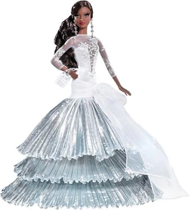 2008 Holiday Barbie African American Doll ~ Barbie Collector ~ wunderschönes silbernes Kleid - Bild 1 von 12