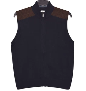 NWOT SOUTHERN PINES Blue Brown Full Zip Mock Neck Quilted Shoulder Vest Size M - Picture 1 of 11