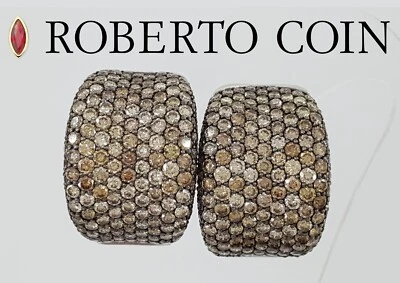 Roberto Coin Fantasia Pave Diamond Earrings 10.82 ct 27.4 Grams 18K WG X-Large - Image 1 of 4