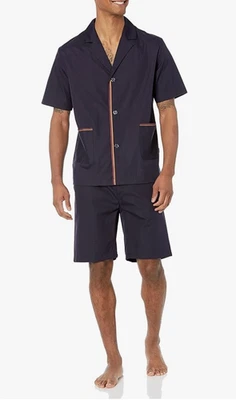 Paul Smith Hombres Ropa de Dormir Pijama Conjunto Algodón Popelina Azul Marino Rayas Corto S Nuevo $350 Foto 1 de 4