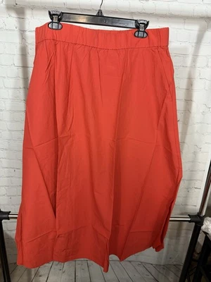 -NUEVO CON ETIQUETAS Falda Eileen Fisher TMRLO F/L Algodón Orgánico Lavado Popelina Acampanada Campana Talla L Foto 1 de 4