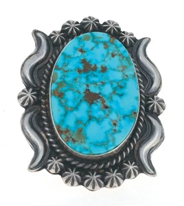Anillo Natural Kingman Turquesa Declaración por el Artista Navajo Raymond Delgarito - Imagen 1 de 4