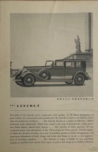 1934 Vintage Lincoln Ad - Brunn Brougham: Uncompromising Quality and Excellence - Picture 1 of 2