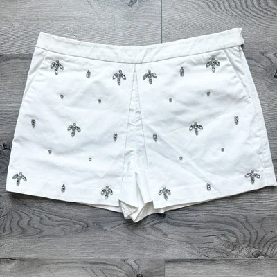 Shorts Michael Kors feminino strass 14 branco zíper lateral designer chique - Imagem 1 de 4