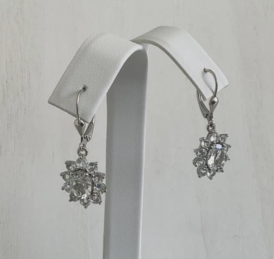 Pendientes colgantes de plata 925 de 4,0 CTW con diseño floral de goshenita natural Foto 1 de 4