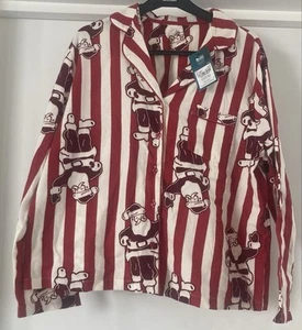 TU PIGIAMA DONNA COTONE SPAZZOLATO TRADIZIONALE NATALE BABBO NATALE TOP FLANELLA 14 NUOVO CON ETICHETTE - Foto 1 di 12
