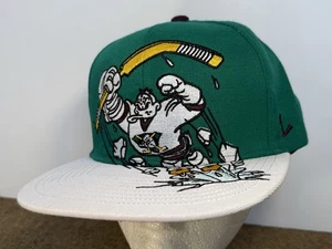 Sombrero Zephyr NHL Anaheim Ducks RARO "Mighty" billete plano SnapBack limpio entrada/salida - Imagen 1 de 13