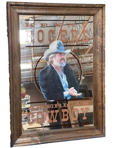 1980er Vintage Kenny Rogers American Cowboy Wandspiegel Bar Schild Höhle gerahmt - Bild 1 von 8