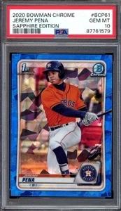 2020 Bowman Chrome BCP-61 Jeremy Pena RC 1st Bowman Rookie Sapphire PSA 10 - Picture 1 of 2