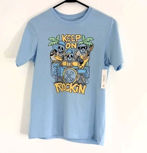 Wonder Nation Boys Blue Graphic Tee "Keep On Rockin" Short Sleeve Size L (10-12) - Picture 1 of 5