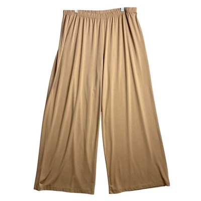Pantalones Bob Mackie Pierna Ancha Talla Grande 1X Beige Tostado Pull On Informal Oficina Carrera Foto 1 de 4