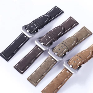 Correa de reloj de cuero genuino nobuck correa de repuesto pulsera 18 20 22 24 mm NUEVO - Imagen 1 de 17