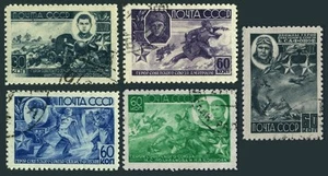 Russia 947-951, CTO. Mi 922-924,930-931. WW II heroes,1944. Polivanova, Safonov. - Picture 1 of 1
