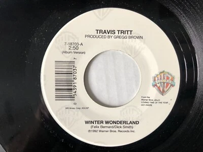 Travis Tritt WINTER WONDERLAND 1992 Warner Brothers 45 rpm single EX  Christmas - Image 1 of 4