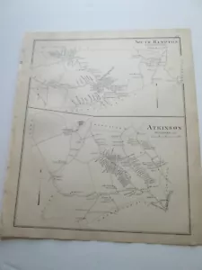 1892 NEW HAMPSHIRE ANTICA MAPPA, KINGSTON & PO., ATKINSON, SOUTH HAMPTON, - Foto 1 di 3