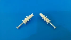 Ancoraggi a testa piatta per cartongesso in nylon 1,3" con vite #8 1"/rivetto di azionamento perno (1000 pezzi) - Foto 1 di 3