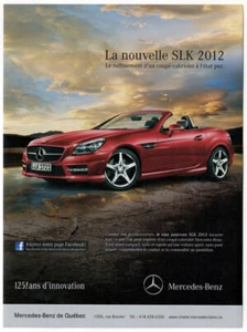 2012 MERCEDES SLK Vintage Original Print AD | Red convertible photo Canada - Picture 1 of 1