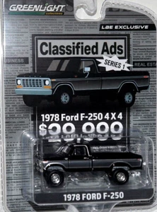 Camión de juguete modelo diecast Greenlight 1/64 1978 Ford F-250 personalizado negro elevado 4x4 - Imagen 1 de 1