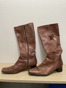 Rizzoli Brown Leather Heeled Calf-Length Boots Women's Size 40 (US 9.5) - Picture 1 of 14