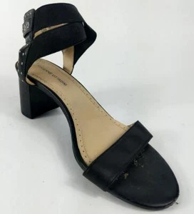 Adrienne Vittadini Block Heels Womens 8.5 Black Studded Open Toe Ankle Straps - Picture 1 of 14