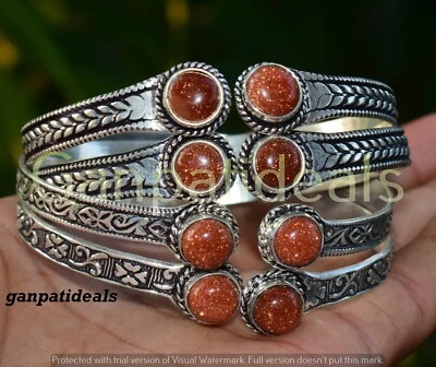¡VENTA A GRANEL!! Brazalete de piedras preciosas de piedra solar lote al por mayor joyas enchapadas en plata 925 Foto 1 de 4