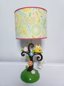 Lambs & Ivy Dena Happi Tree Owl Baby Nursery Lamp Girls Room Pink Paisley - Picture 1 of 12