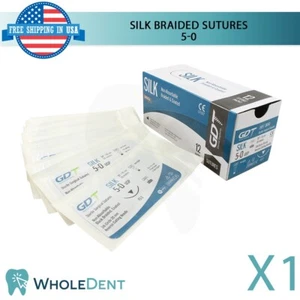 1X Filo da Cucire Intrecciato Seta Sutura 3/8 Cerchio Reverso Sterile 5-0 - Foto 1 di 5