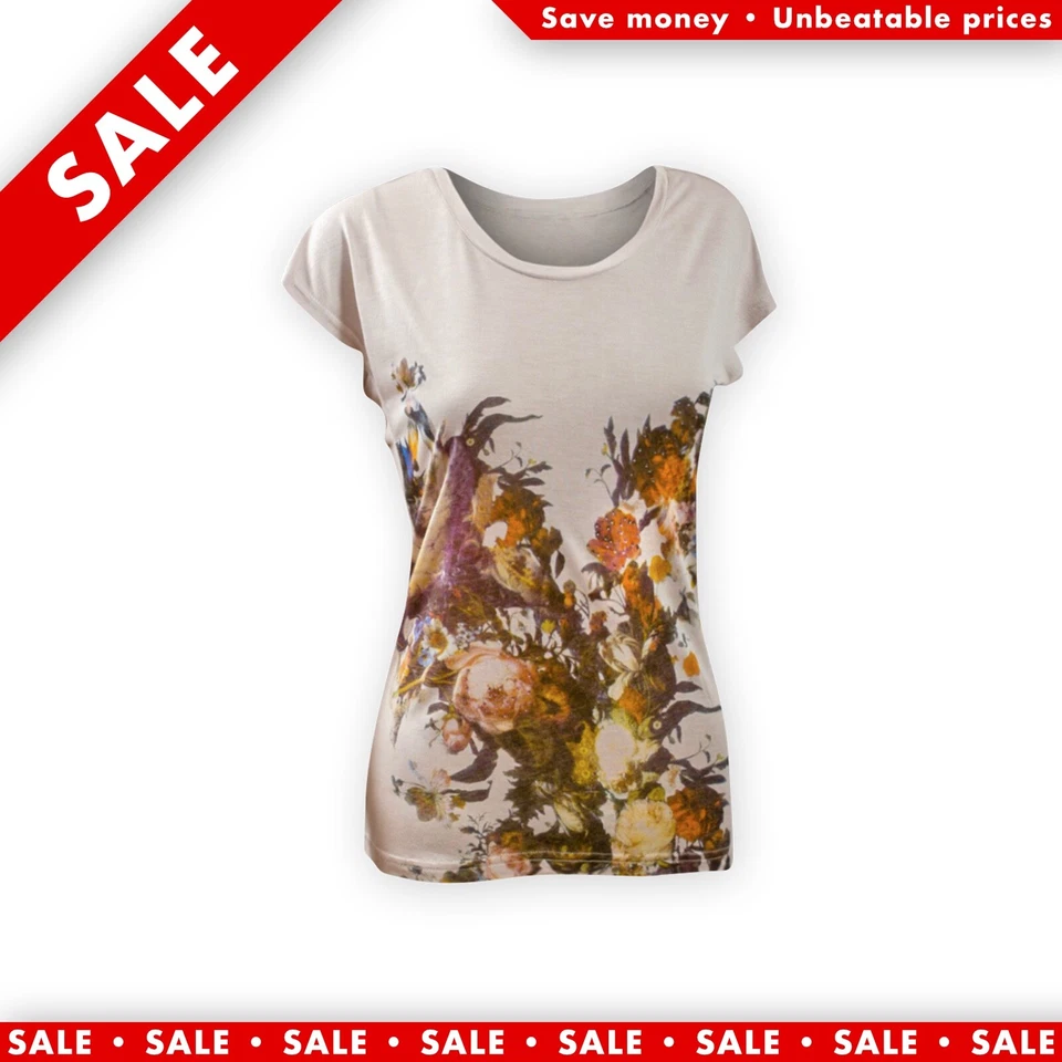 Silver Floral Studs T-Shirt XS Hips Crew Neck Casual - Image 1 of 1