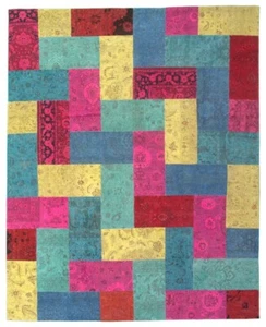 8' x 10' Multicolor Modern Patchwork Oushak Hand Knotted Wool Oriental Rug - Picture 1 of 5