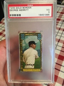 1911 T205 Gold Border George Merritt PSA VG 3 Hassan Buffalo Bisons
