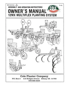 Cole Garden Planter Fertilizer 12MX Multiplex Owner's Manual Parts List 1pt 3pt - Picture 1 of 8