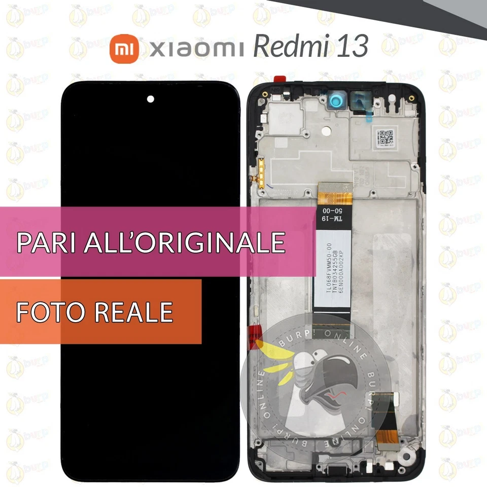 DISPLAY XIAOMI REDMI 13 24040RN64Y SCHERMO FRAME LCD VETRO TOUCH PARI ORIGINALE