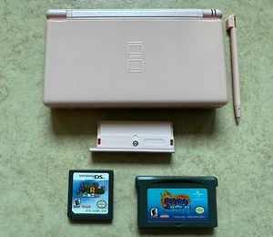 Nintendo DS Lite Console Coral Pink w/ Stylus & Cover (USG-001) + Mario 64 Spyro - Picture 1 of 24